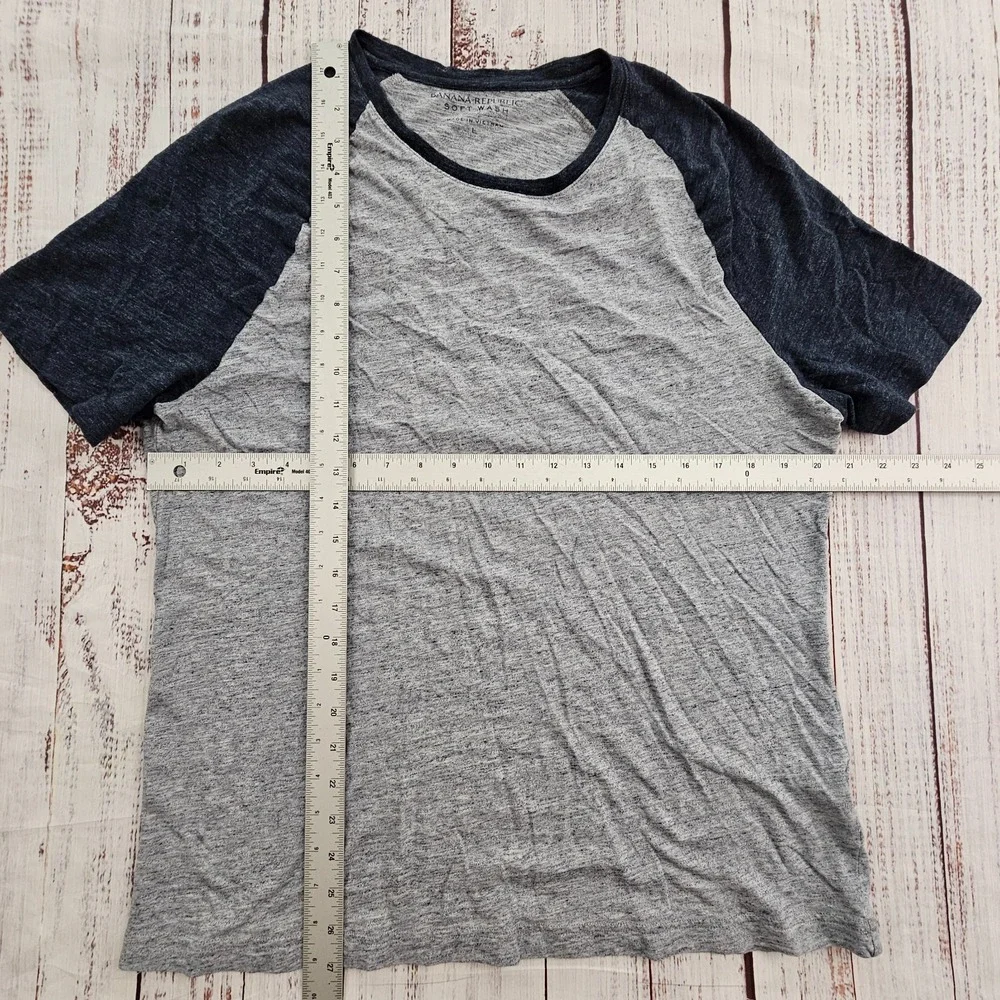 Banana Republic Soft Wash Blue Colorblock Short Sleeve Cotton T-Shirt Men's L